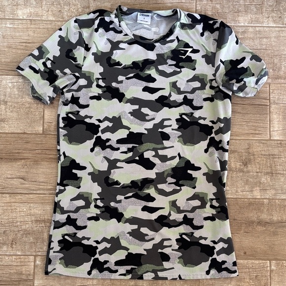 Gymshark Tops - Gymshark Critical T-Shirt in a grey digital camouflage print. Universal Wear